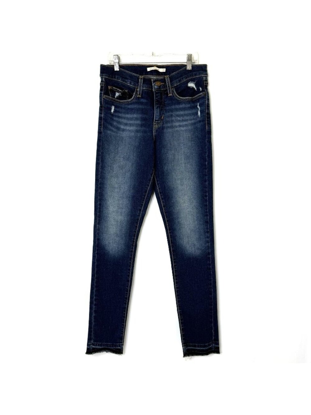 Levi's 311 Shaping Skinny Stretch Denim Blue Jeans Womens sz 28 Raw Released Hem